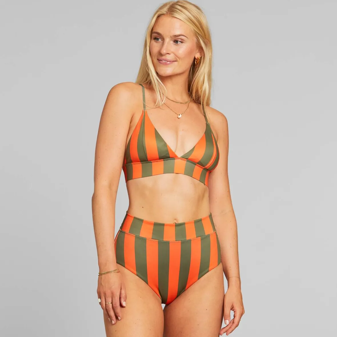 Fashion Bikini Pants Slite Big Stripes Orange Women Outlet