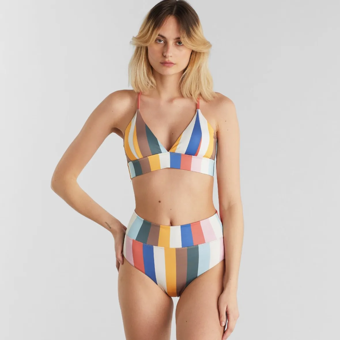 Cheap Bikini Pants Slite Stripes Multi Color Women Swimwear