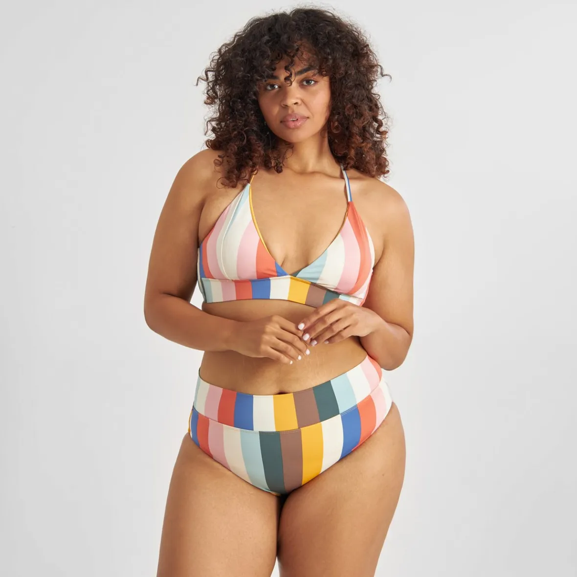Cheap Bikini Pants Slite Stripes Multi Color Women Swimwear
