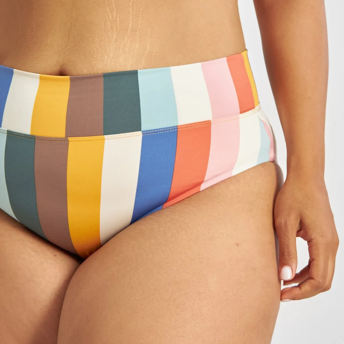 Cheap Bikini Pants Slite Stripes Multi Color Women Swimwear