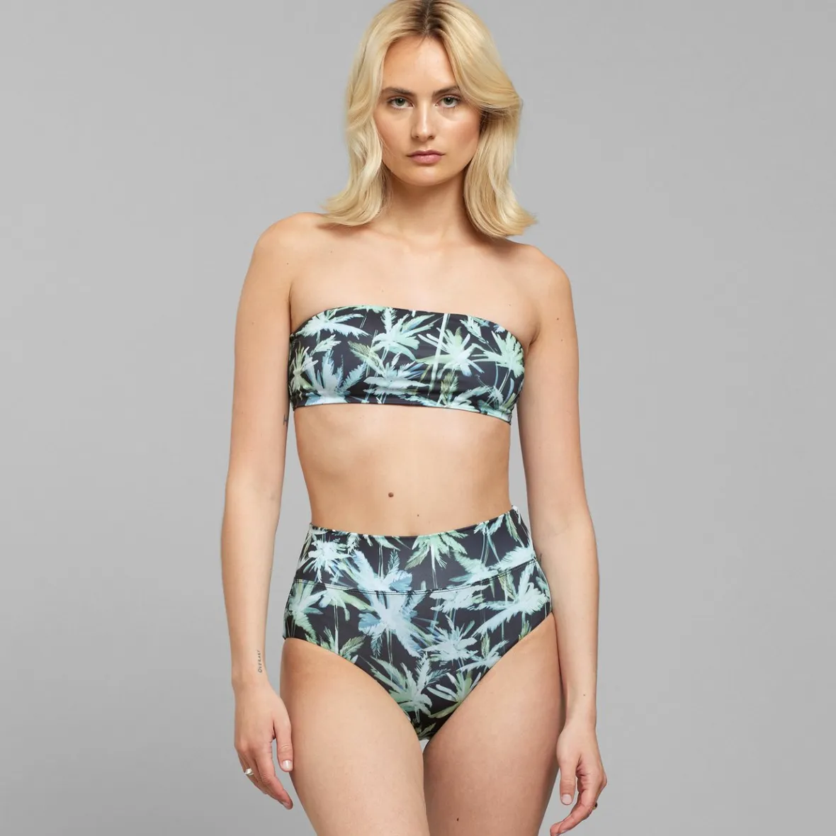 Store Bikini Top Roma Painted Palmtrees Black Women Outlet