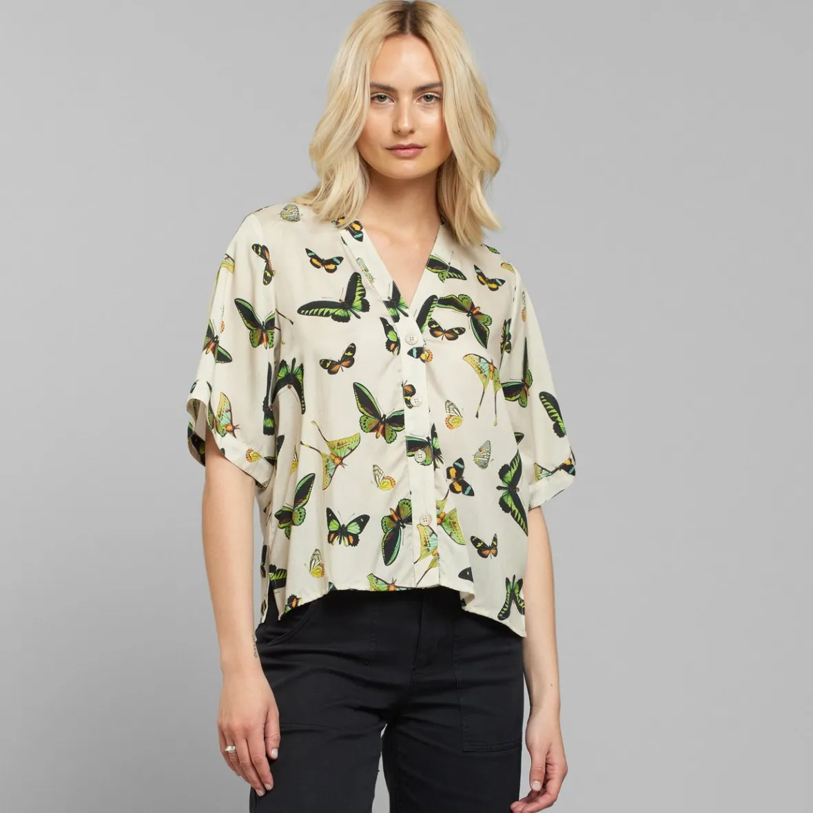 Sale Blouse Odense Butterfly Oat White Women Outlet