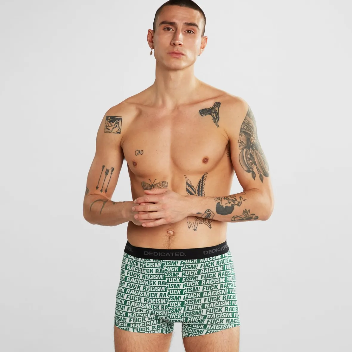 Sale Boxer Briefs Kalix Fuck Racism Forest Green Outlet