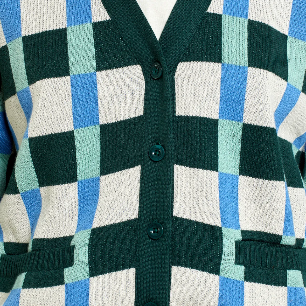 Outlet Cardigan Iggesund Retro Check Dark Green Women Knitwear