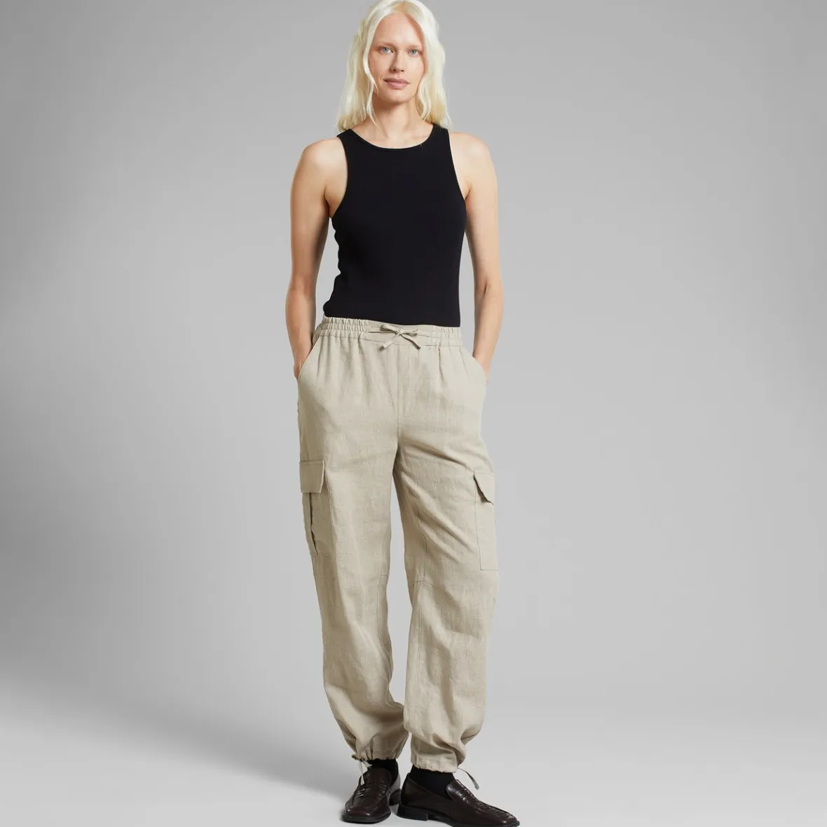 Best Cargo Pants Axmar Linen Ecru Women Outlet