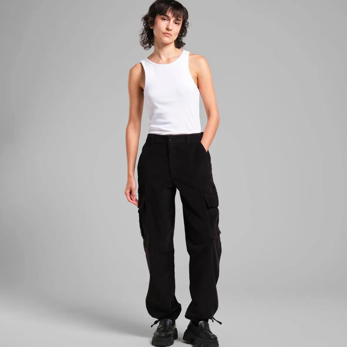 Sale Cargo Pants Bagarmossen Corduroy Black Women Pants