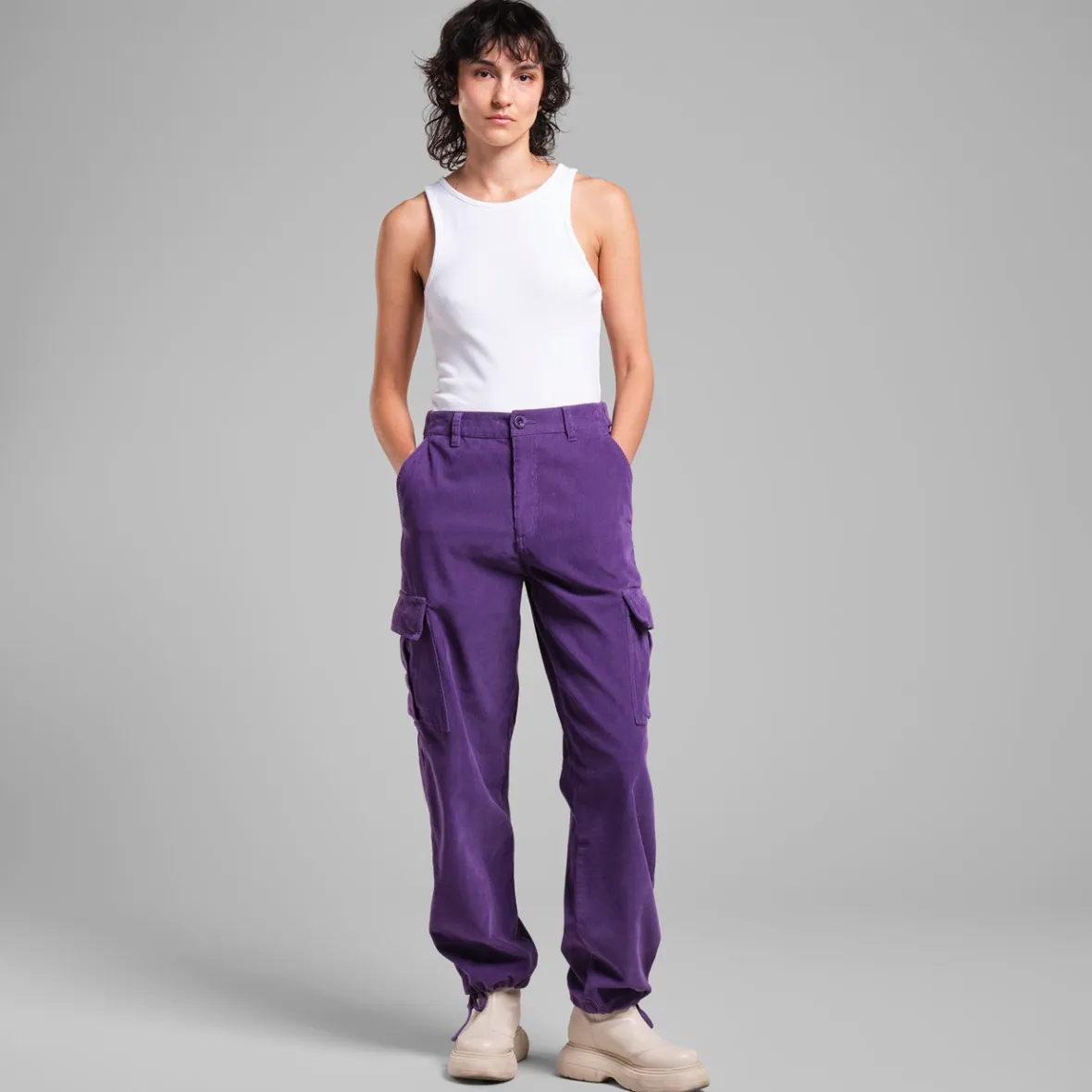 Outlet Cargo Pants Bagarmossen Corduroy Picasso Purple Women Pants