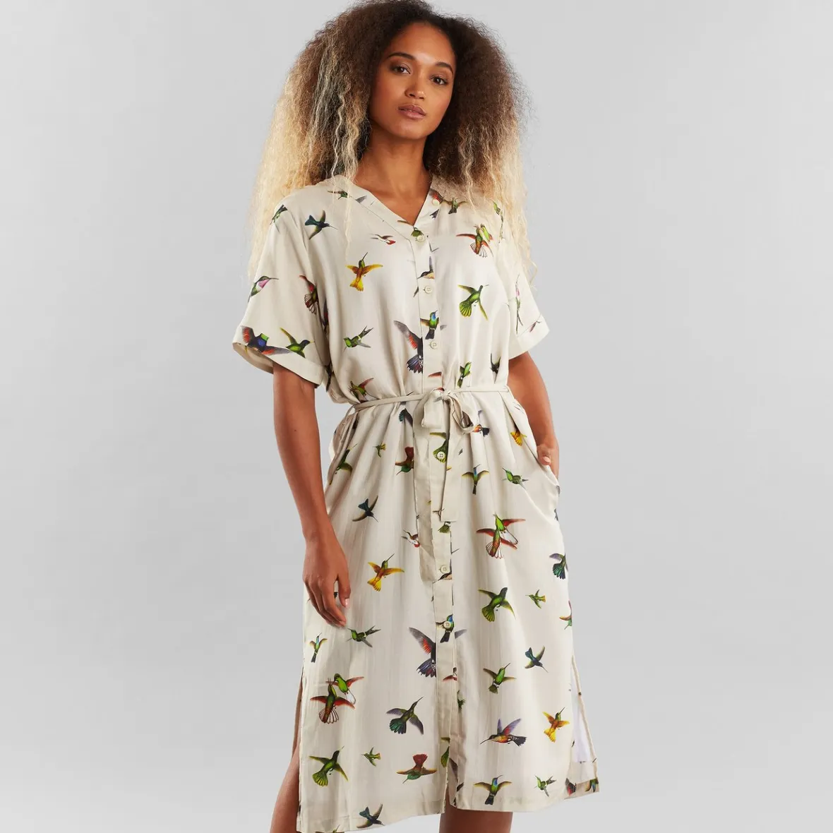 Clearance Dress Bornholm Floral Hummingbirds Multi Color Women Dresses