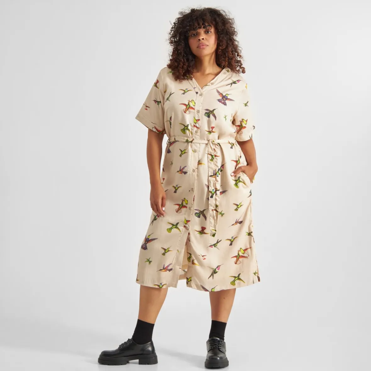 Clearance Dress Bornholm Floral Hummingbirds Multi Color Women Dresses
