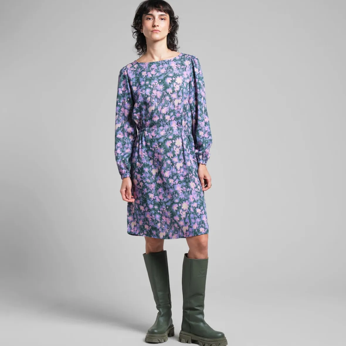 Store Dress Hjo Blurred Flowers Purple Women Dresses