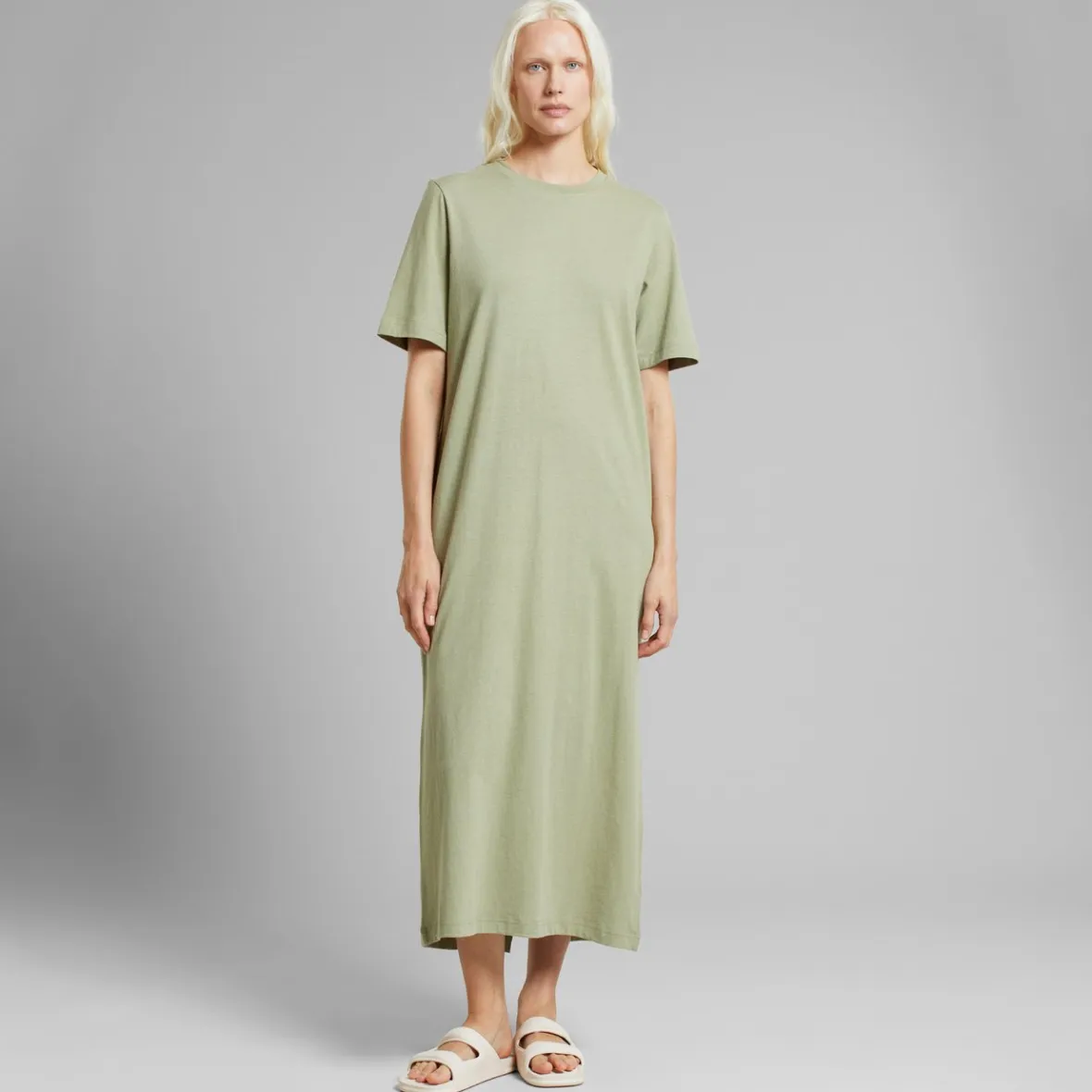 Outlet Dress Lammhult Hemp Tea Green Women Dresses