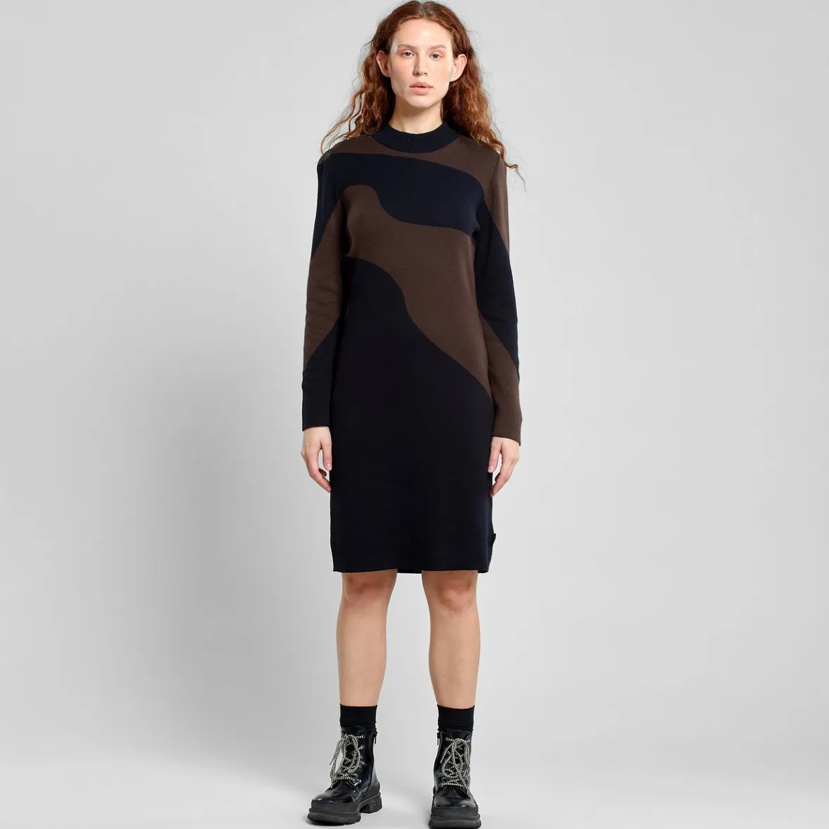 New Dress Lo Flowy Blocks Black/Coffee Brown Women Knitwear | Dresses