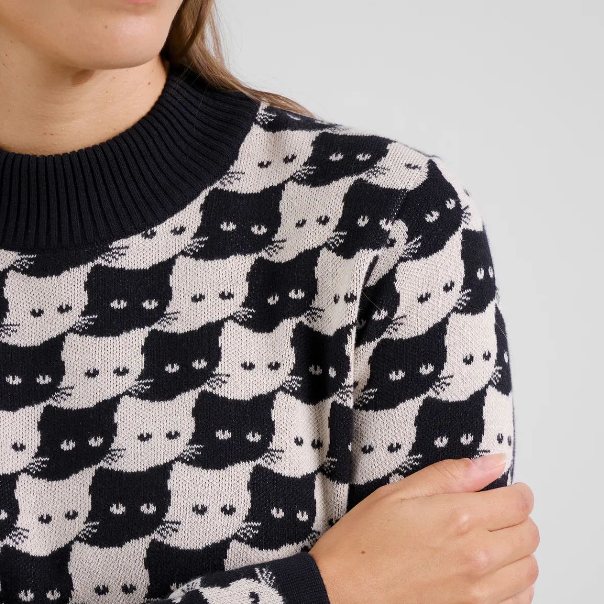 New Dress Lo Pepita Cats Oat White Women Knitwear | Dresses