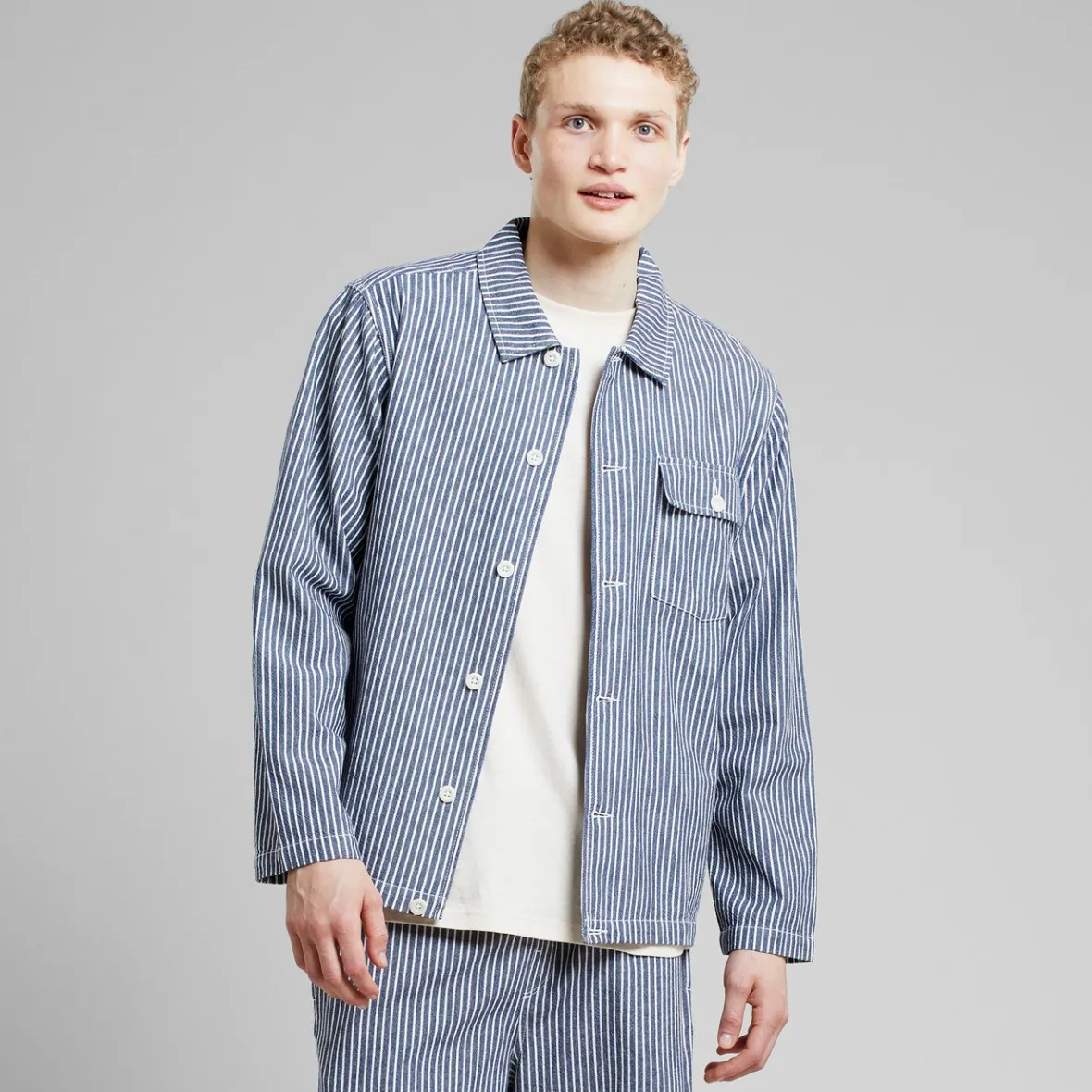 Cheap Jacket Kangos Work Stripe Blue Jackets