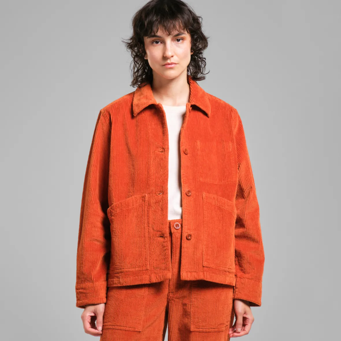 Discount Jacket Stiby Corduroy Cinnamon Orange Women Jackets