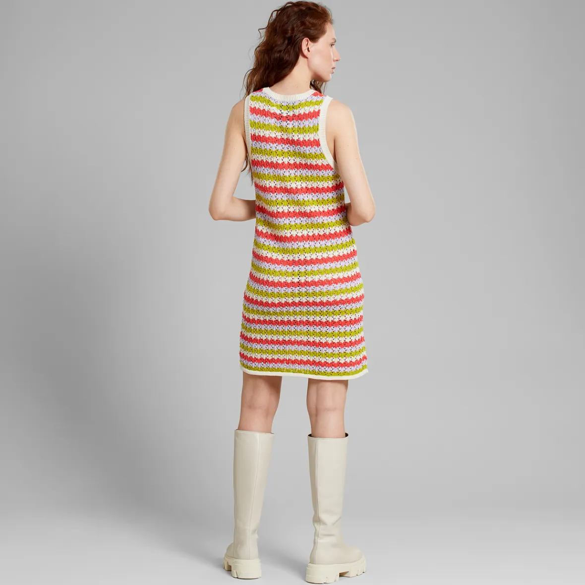 Discount Knitted Dress Kramfors Crochet Stripe Multi Color Women Knitwear | Dresses