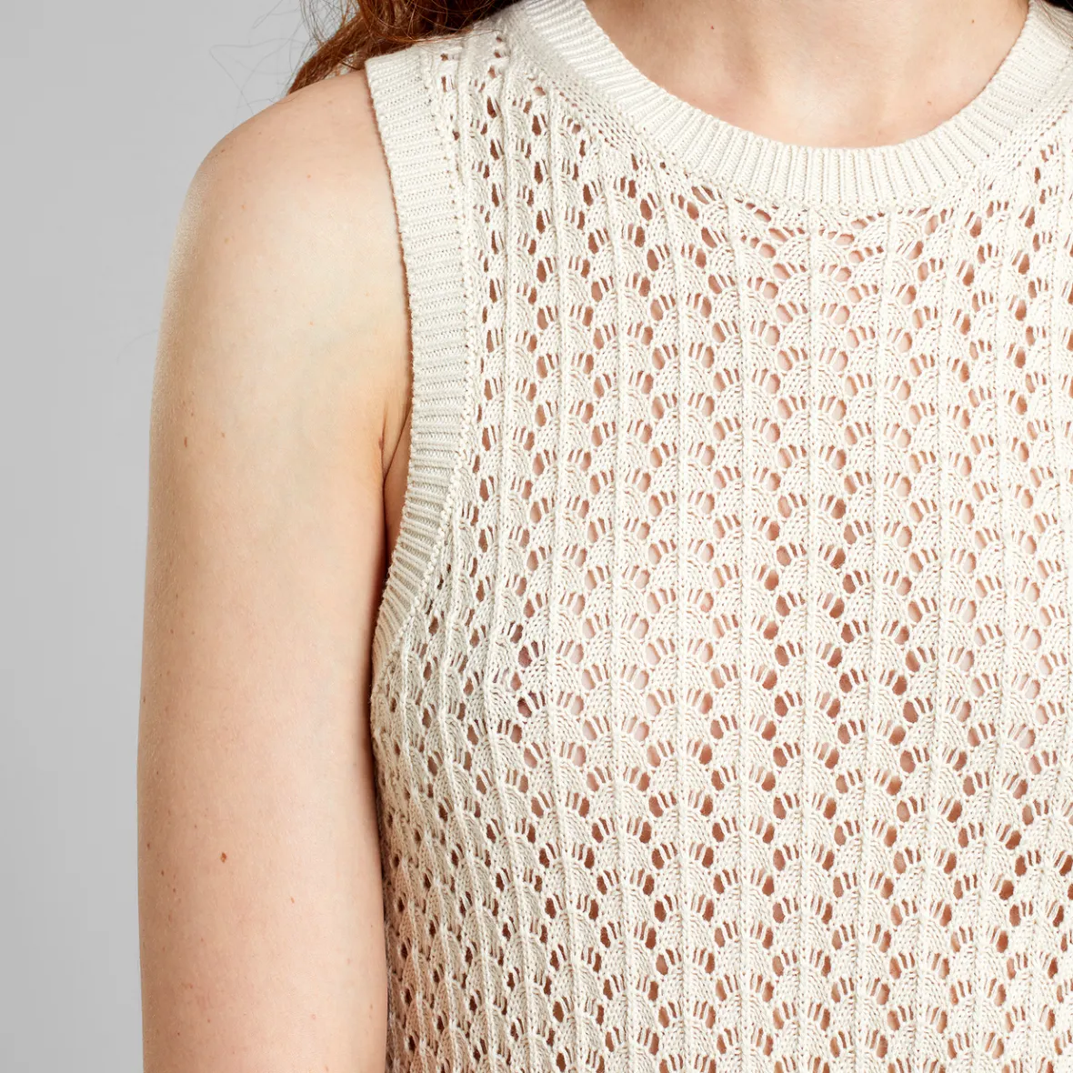 Fashion Knitted Dress Kramfors Crochet Vanilla White Women Knitwear | Dresses