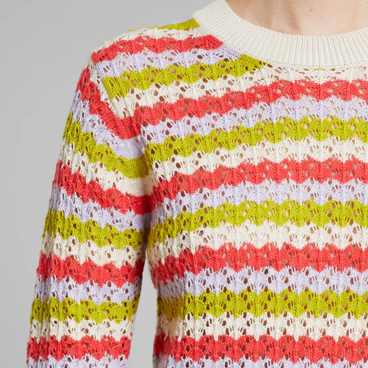 Outlet Knitted T-shirt Flen Crochet Stripe Multi Color Women T-shirts | Knitwear