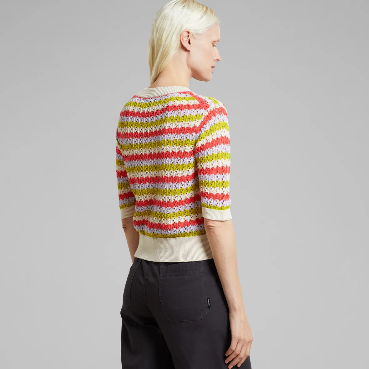 Outlet Knitted T-shirt Flen Crochet Stripe Multi Color Women T-shirts | Knitwear