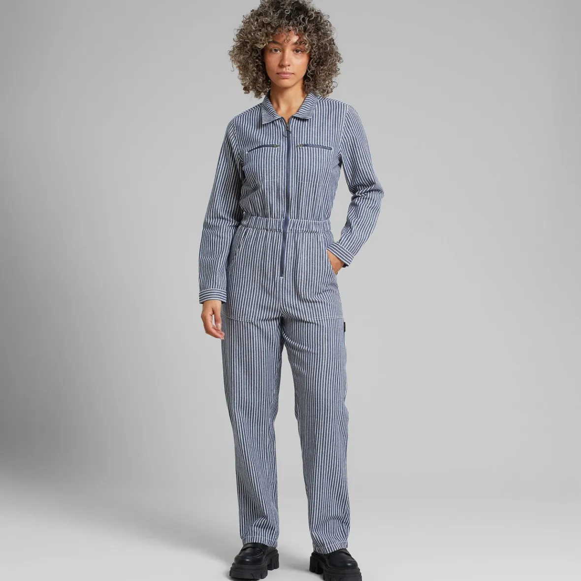 Online Overall Hultsfred Work Stripe Blue Women Jumpsuits