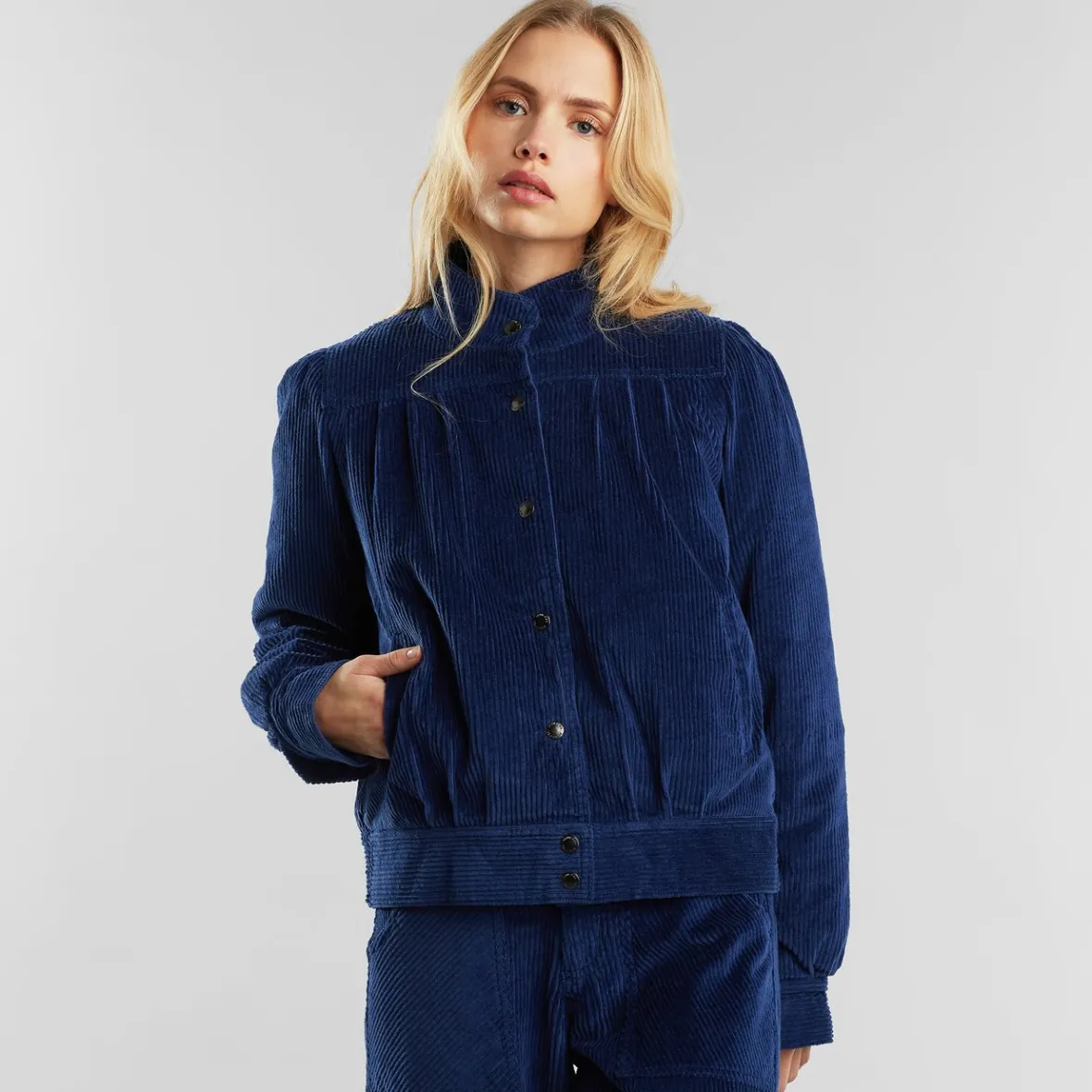 Outlet Padded Jacket Ljungby Corduroy Deep Blue Women Outlet