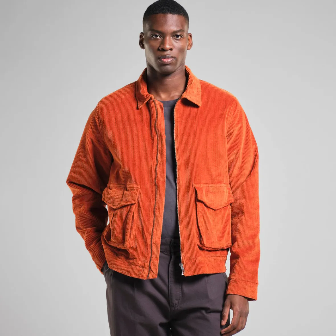 Discount Padded Jacket Vallentuna Corduroy Cinnamon Orange Jackets