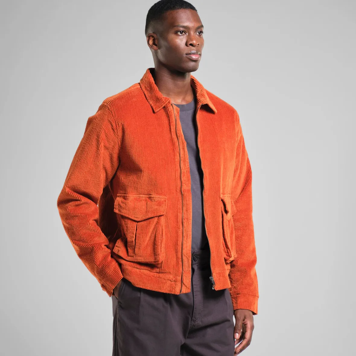 Discount Padded Jacket Vallentuna Corduroy Cinnamon Orange Jackets