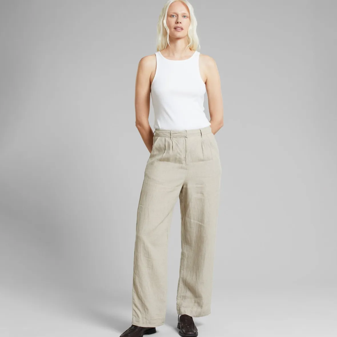 Clearance Pants Vickleby Linen Ecru Women Pants