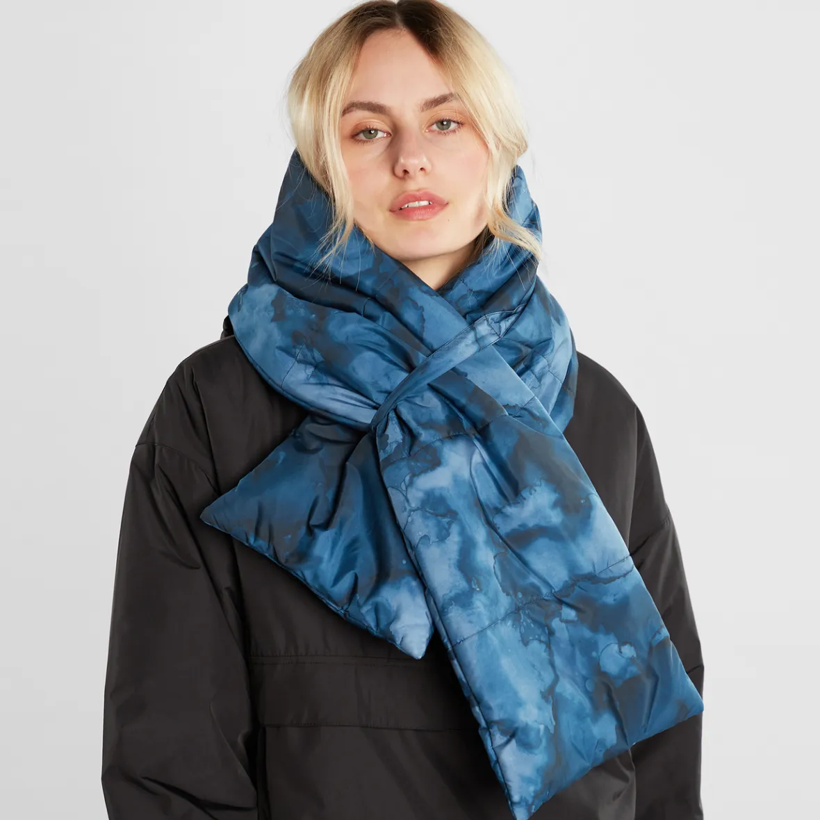 Clearance Puffer Scarf Pajala Abstract Ink Blue Women Outlet