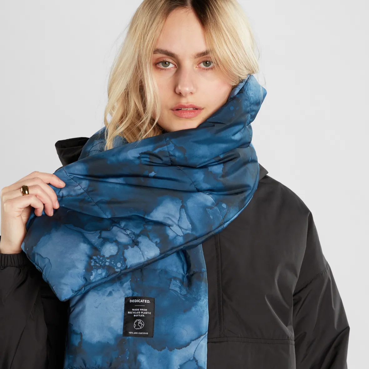 Clearance Puffer Scarf Pajala Abstract Ink Blue Women Outlet