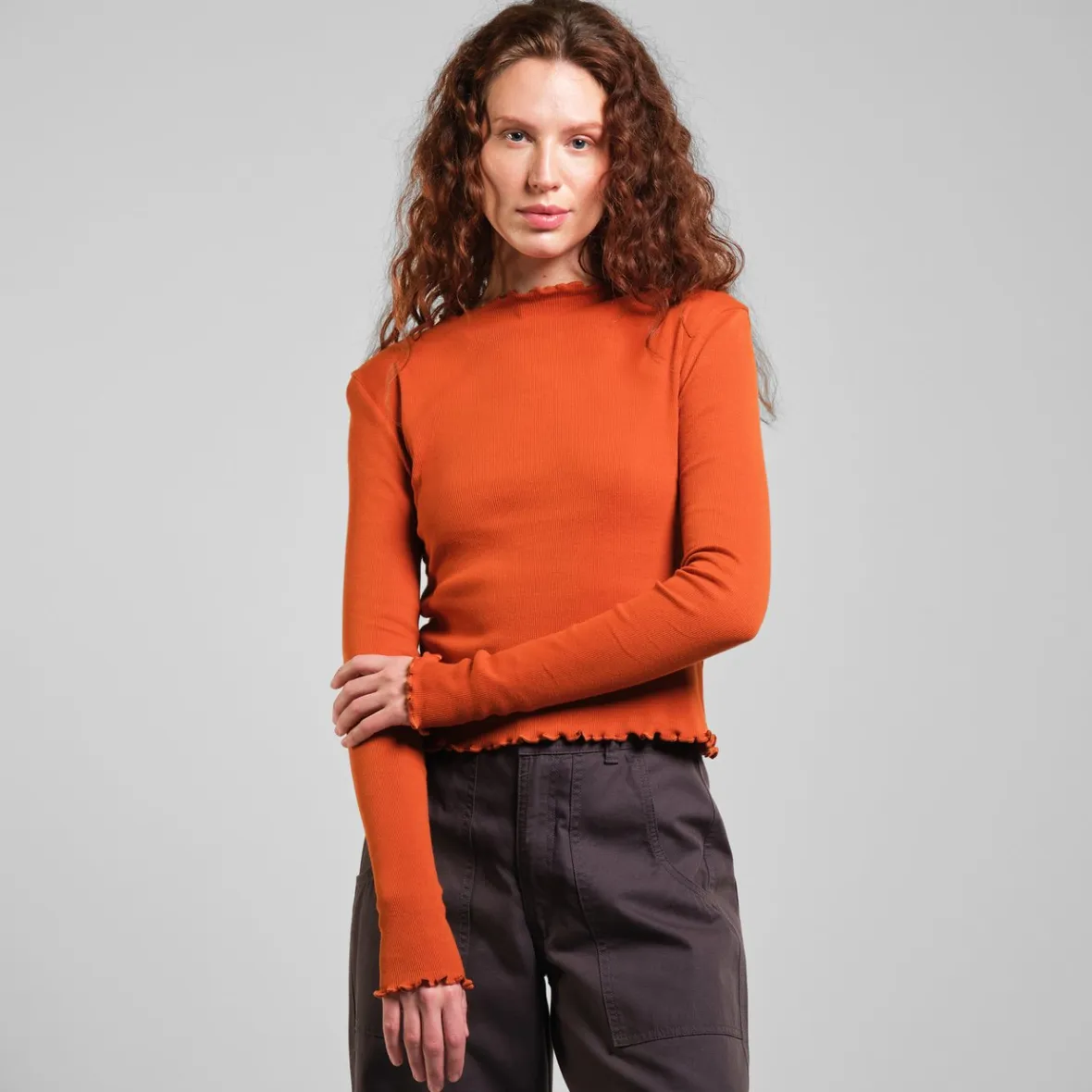 Best Sale Rib Top Ryd Cinnamon Orange Women Tops