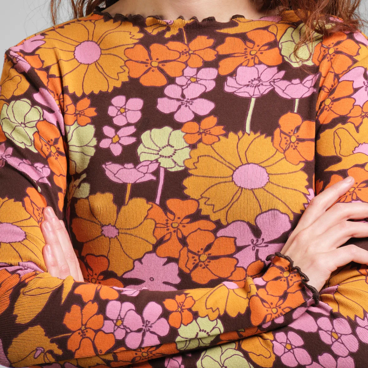 Outlet Rib Top Ryd Flower Power Multi Color Women Tops