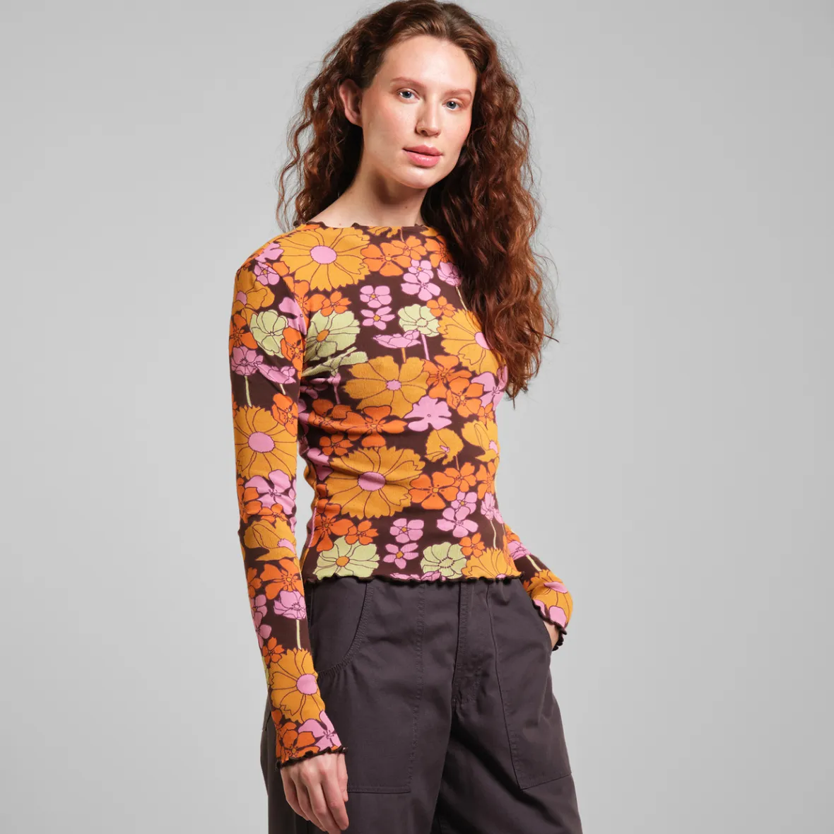 Outlet Rib Top Ryd Flower Power Multi Color Women Tops