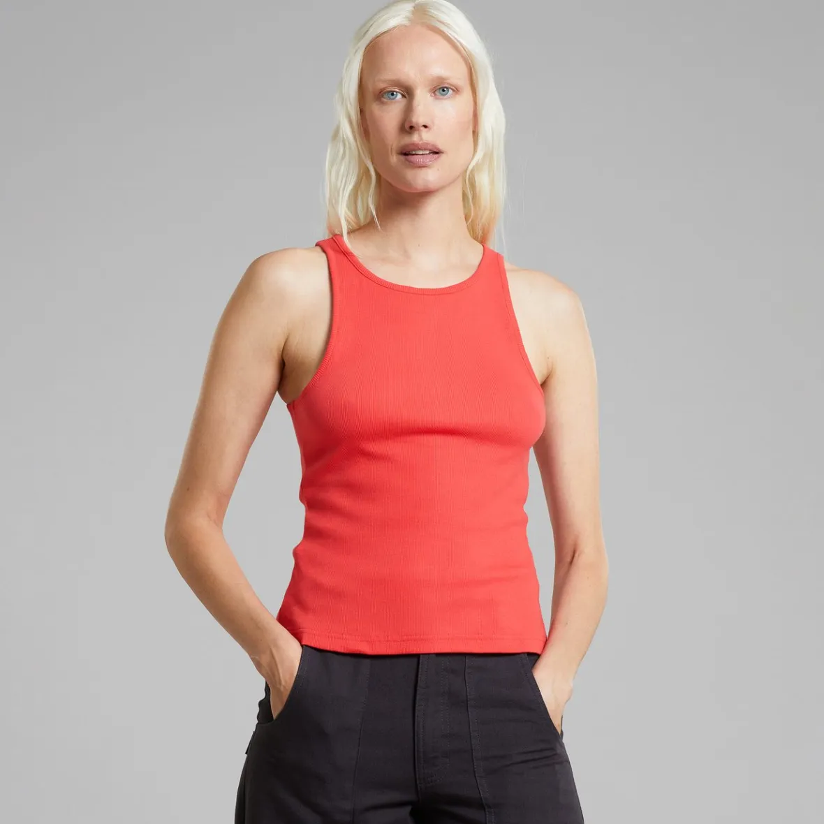 Outlet Rib Top Valdermarsvik Cayenne Red Women Outlet