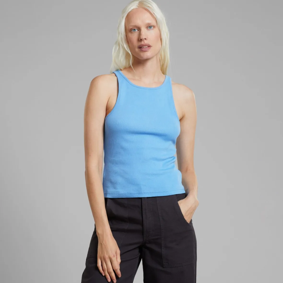 Best Sale Rib Top Valdermarsvik Della Blue Women Tops