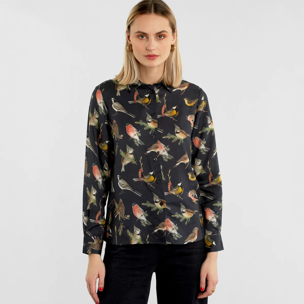 New Shirt Dorothea Autumn Birds Black Women Outlet