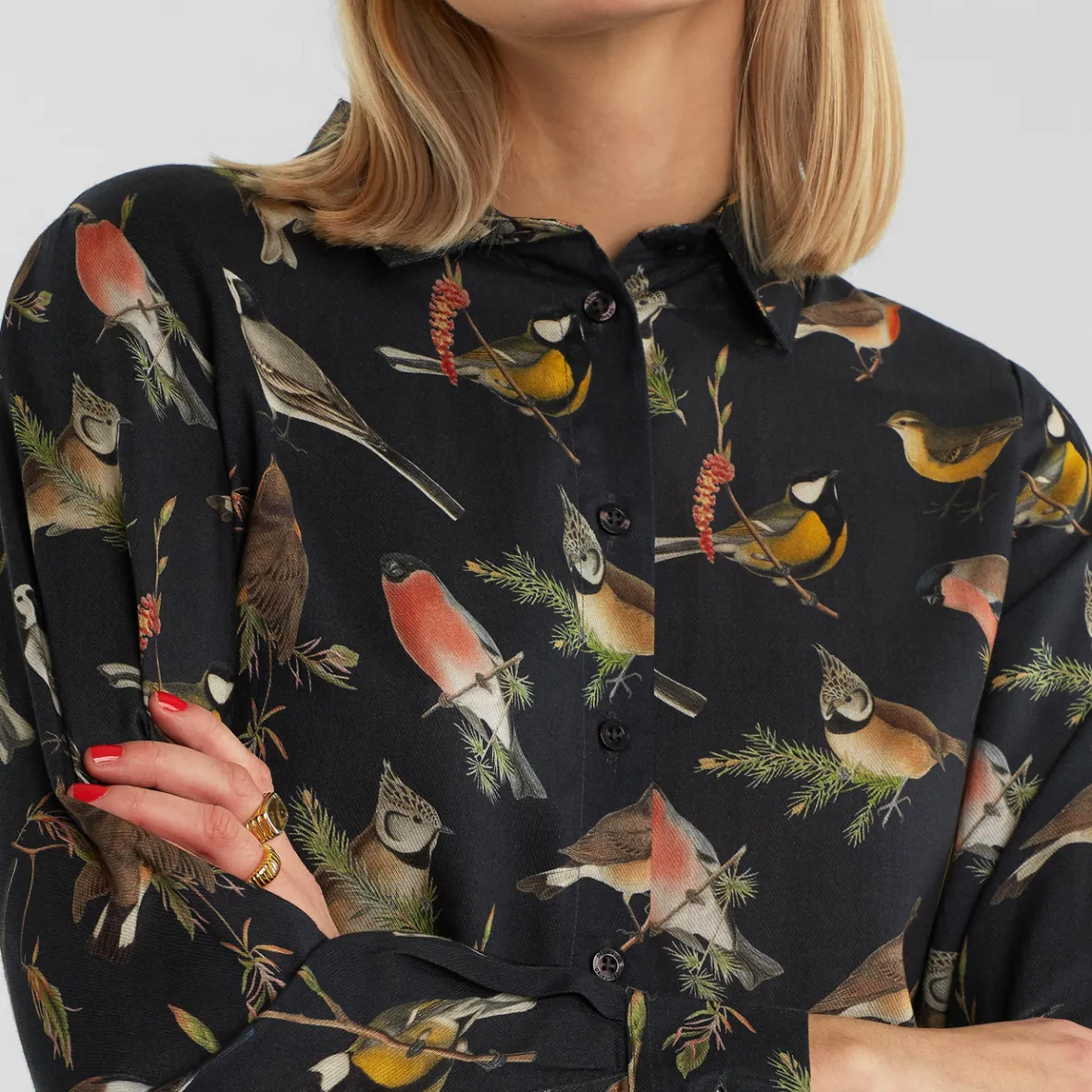 New Shirt Dorothea Autumn Birds Black Women Outlet