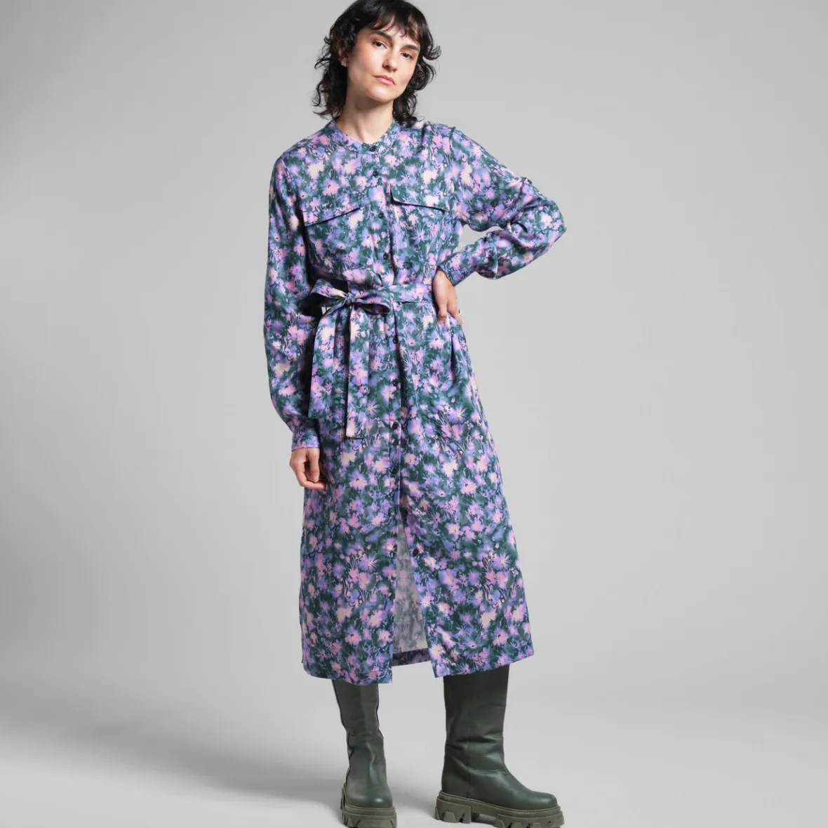 Best Shirt Dress Falsterbo Blurred Flowers Purple Women Dresses