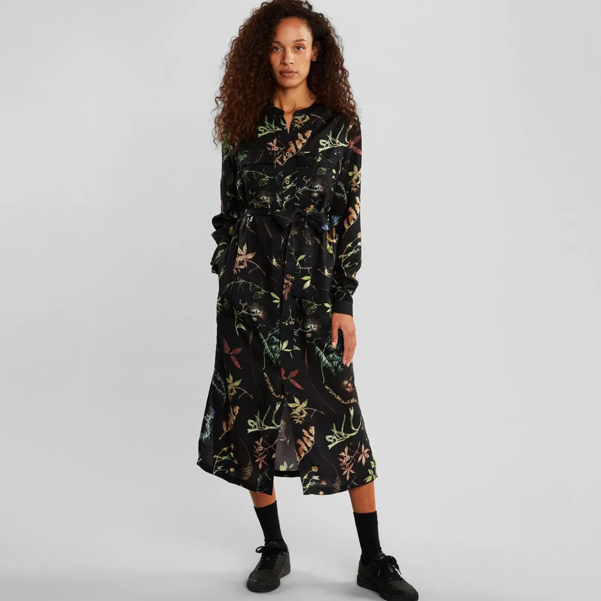 Cheap Shirt Dress Falsterbo Night Florals Black Women Dresses