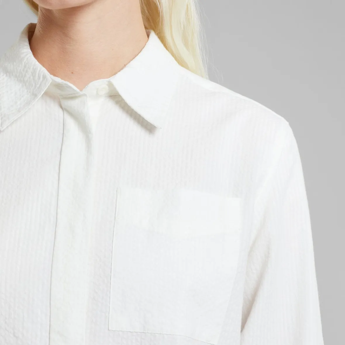 Sale Shirt Kosta Seersucker White Women Shirts & Blouses