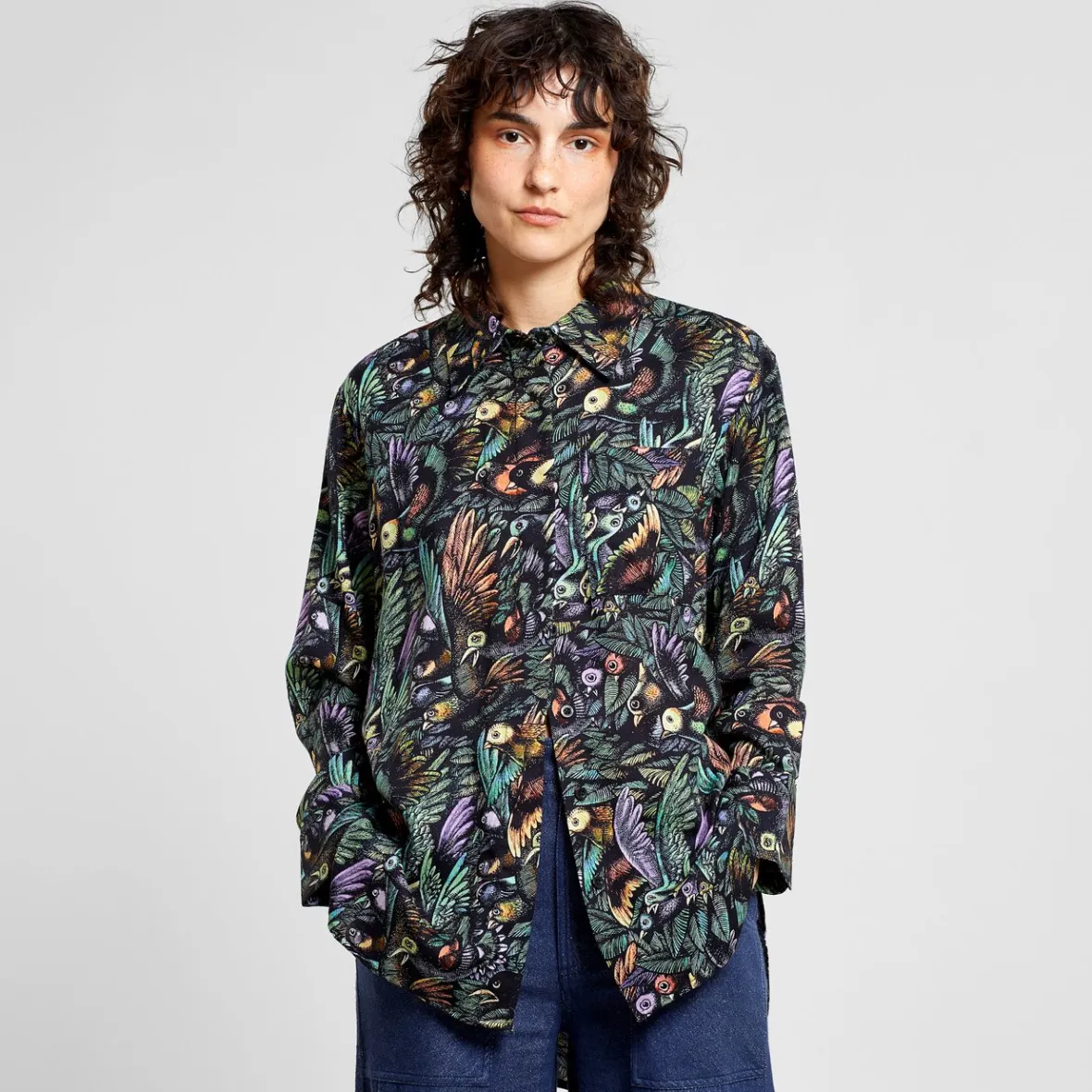 Clearance Shirt Kosta The Birds Black Women Shirts & Blouses