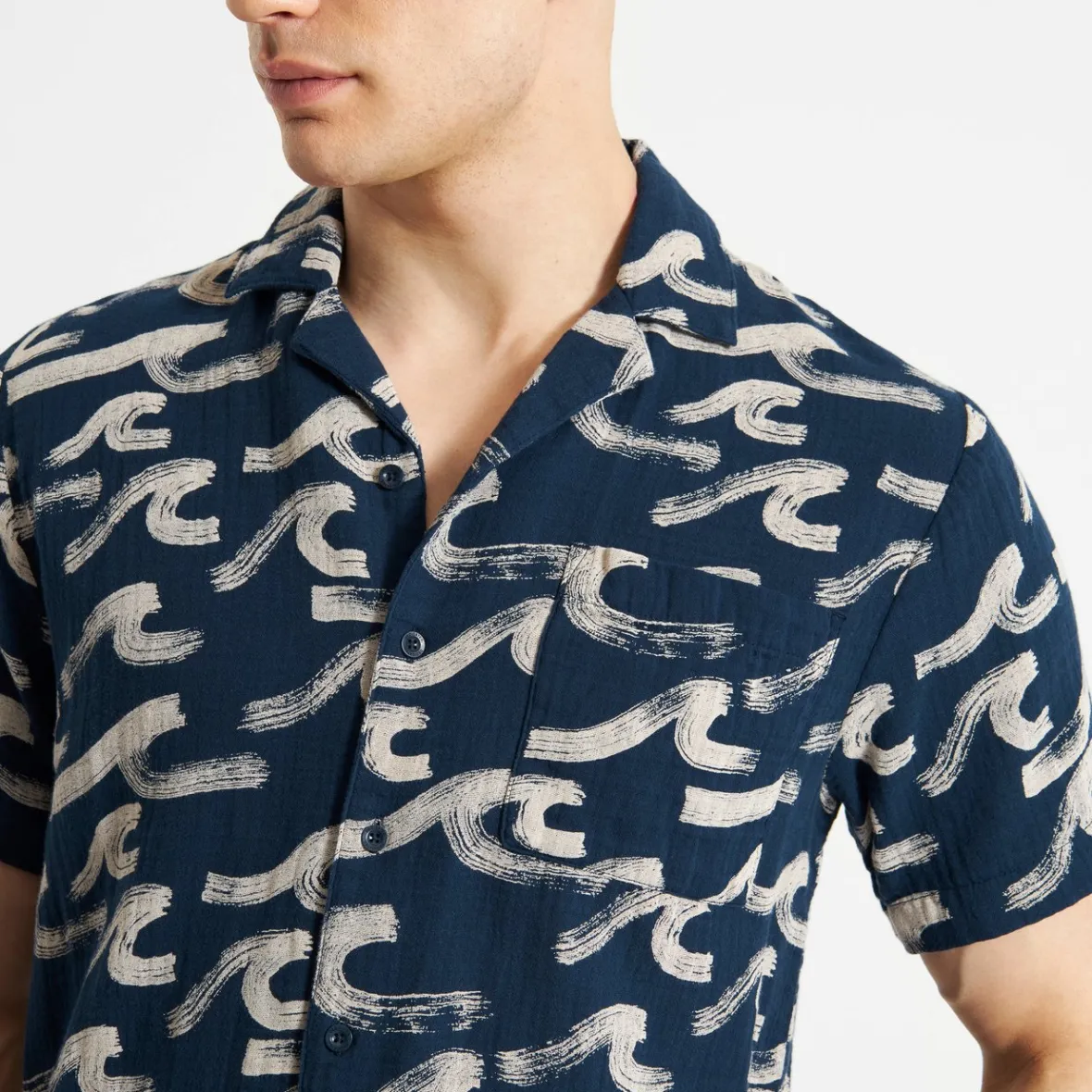 Cheap Shirt Marstrand Brushed Waves Navy Outlet