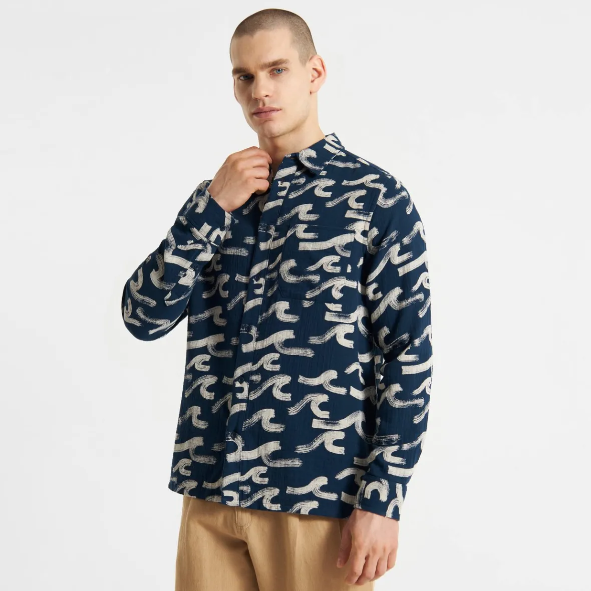 Clearance Shirt Rute Brushed Waves Navy Outlet