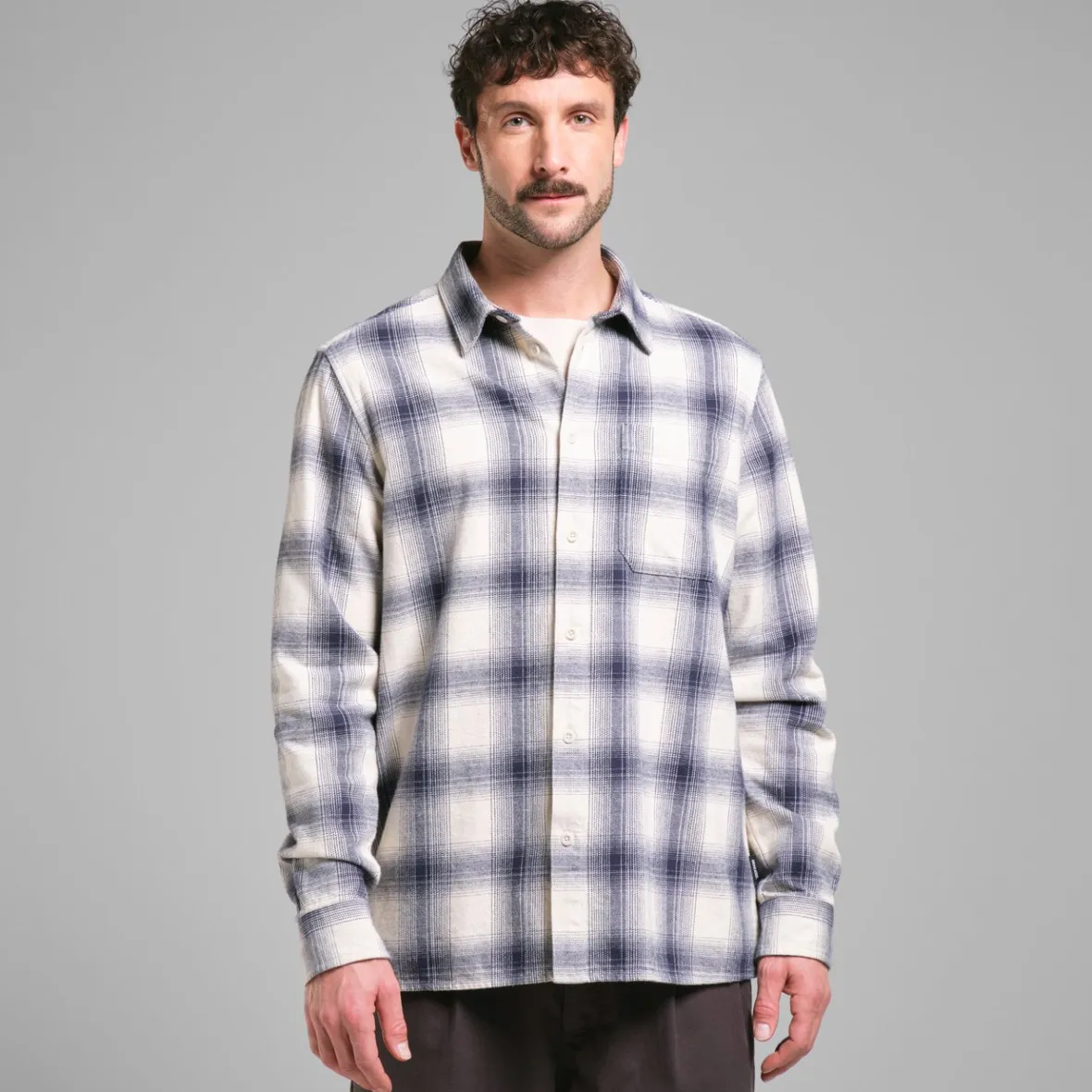 Clearance Shirt Rute Flannel Shadow Check Oat White Shirts