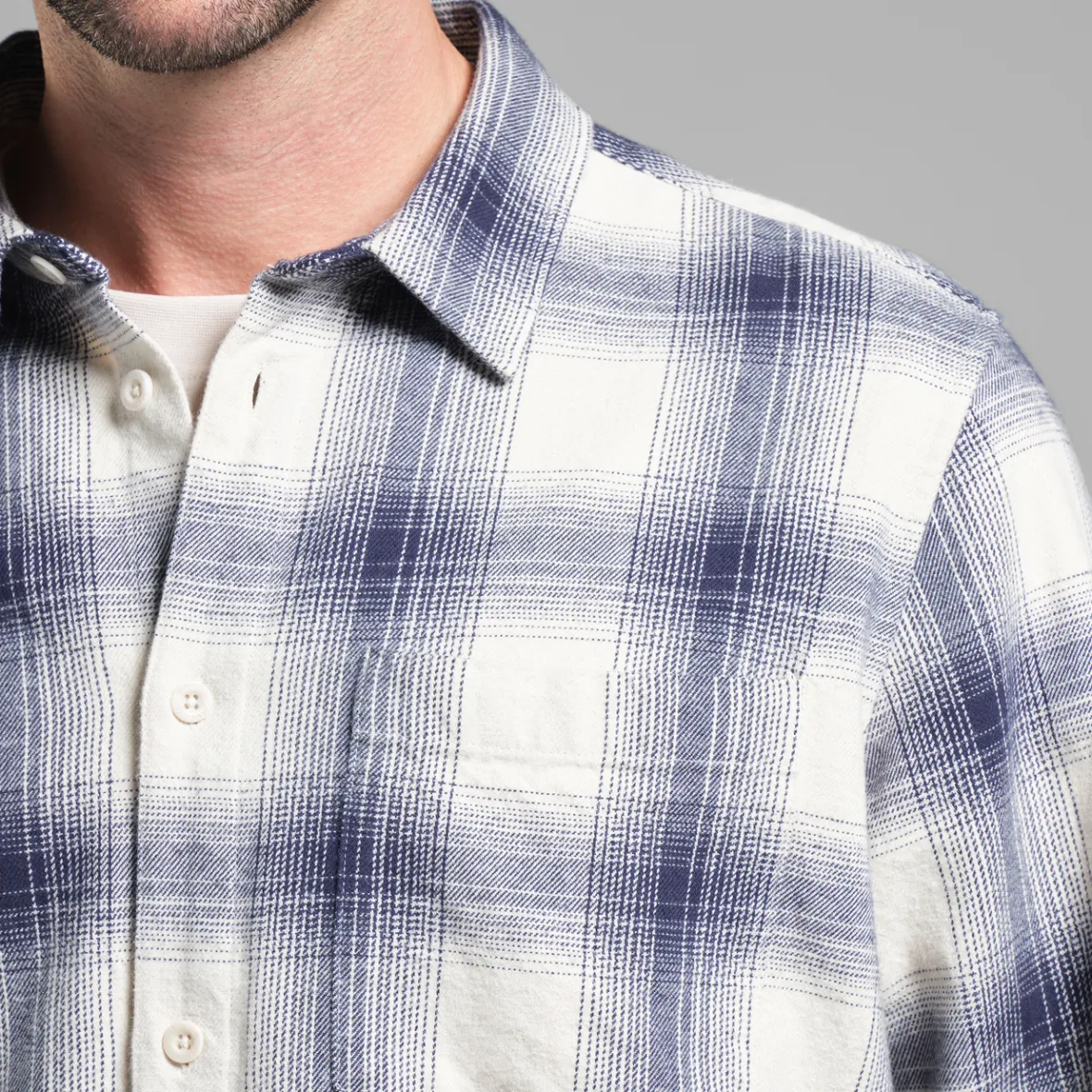 Clearance Shirt Rute Flannel Shadow Check Oat White Shirts