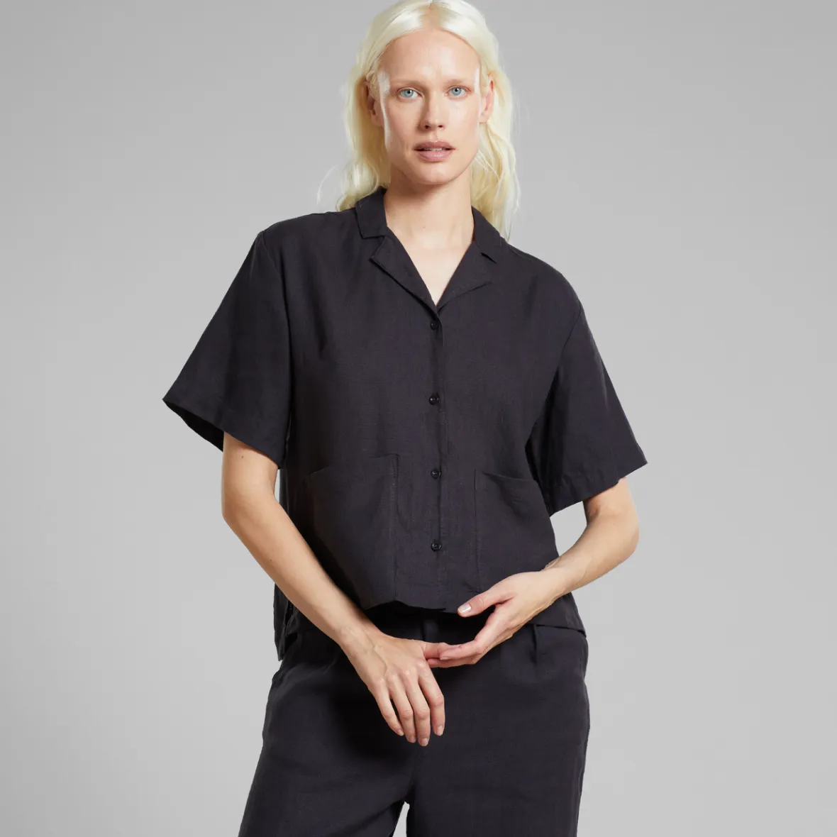 Cheap Shirt Valje Linen Phantom Black Women Shirts & Blouses