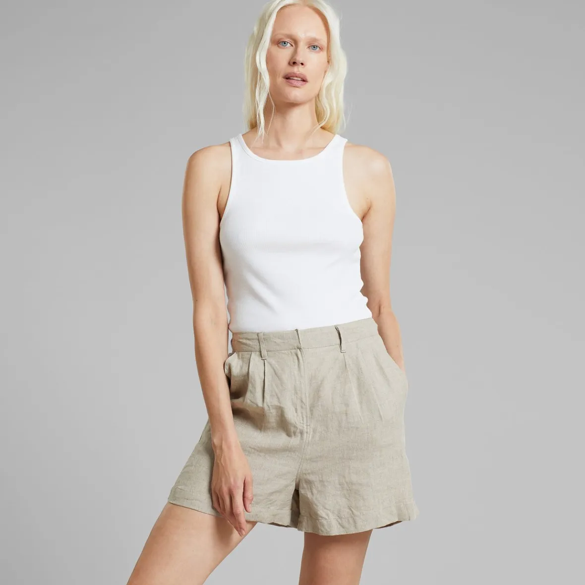 Best Shorts Djupvik Linen Ecru Women Shorts