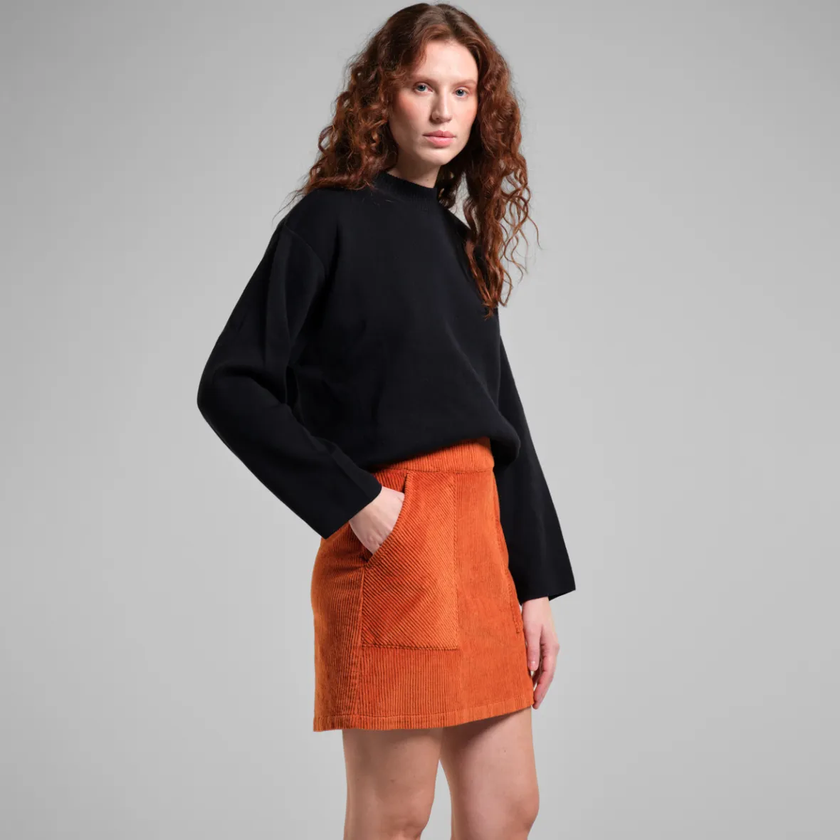 Best Skirt Majorna Corduroy Cinnamon Orange Women Skirts