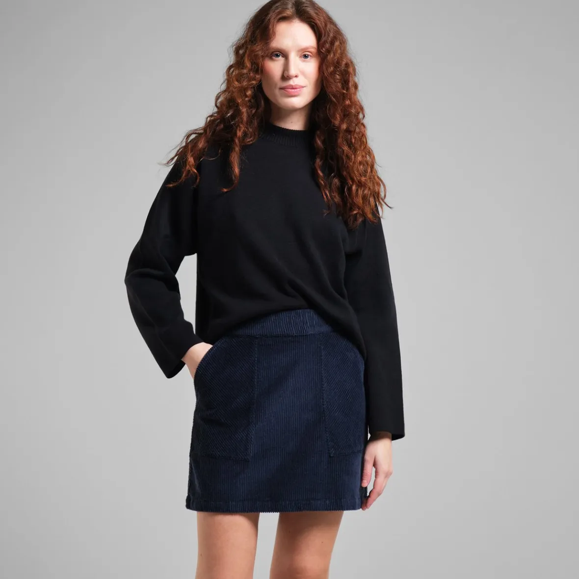 Fashion Skirt Majorna Corduroy Navy Women Skirts