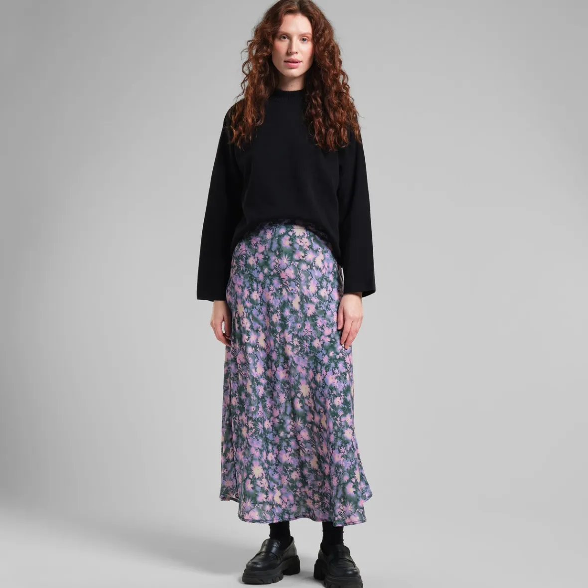 Discount Skirt Mellby Blurred Flowers Purple Women Skirts